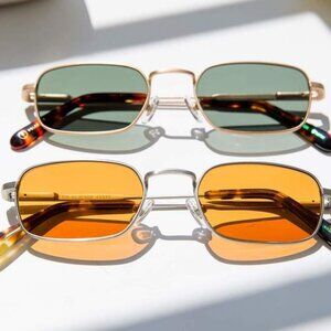 Crap eyewear nu bloom orange silver sunglasses rectangle metal $99